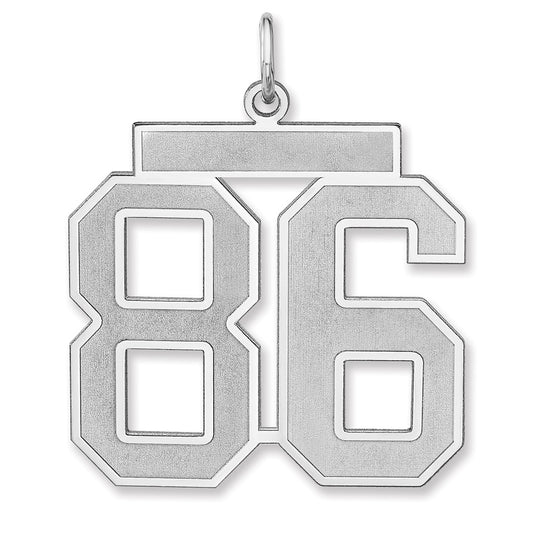 Sterling Silver/Rhodium-plated Satin Number 86 Charm