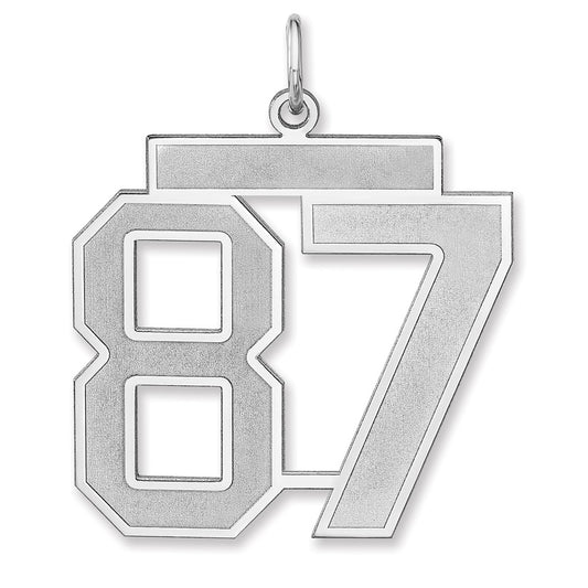 Sterling Silver/Rhodium-plated Satin Number 87 Charm