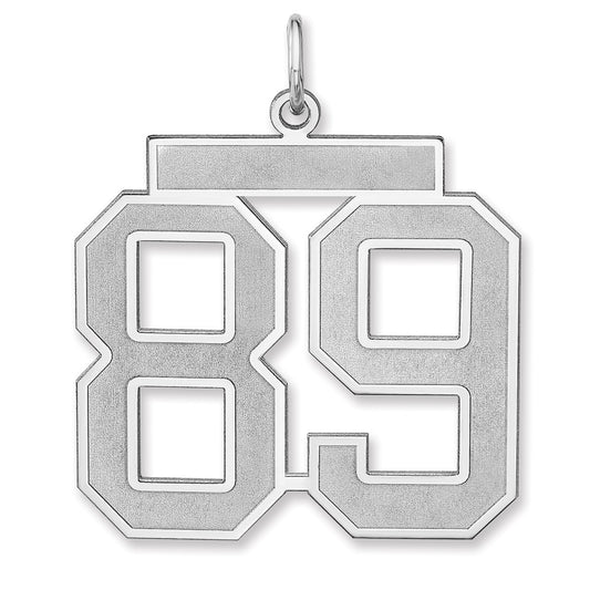 Sterling Silver/Rhodium-plated Satin Number 89 Charm
