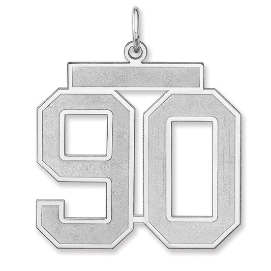 Sterling Silver/Rhodium-plated Satin Number 90 Charm
