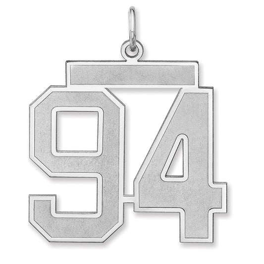 Sterling Silver/Rhodium-plated Satin Number 94 Charm