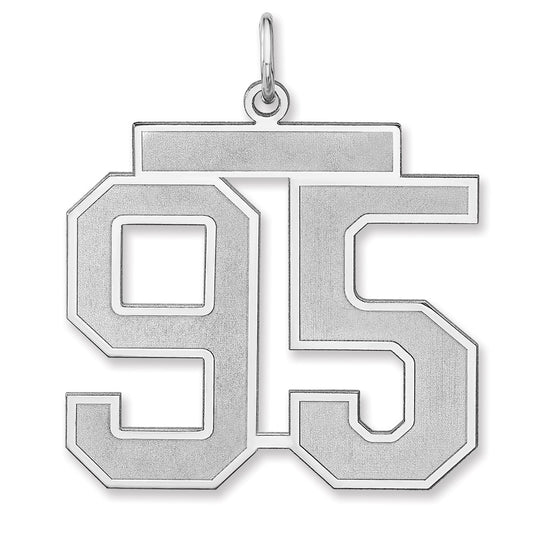 Sterling Silver/Rhodium-plated Satin Number 95 Charm