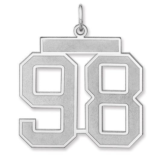 Sterling Silver/Rhodium-plated Satin Number 98 Charm