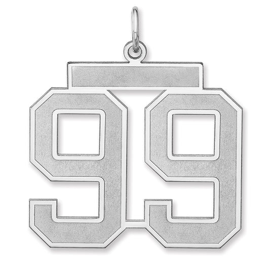 Sterling Silver/Rhodium-plated Satin Number 99 Charm