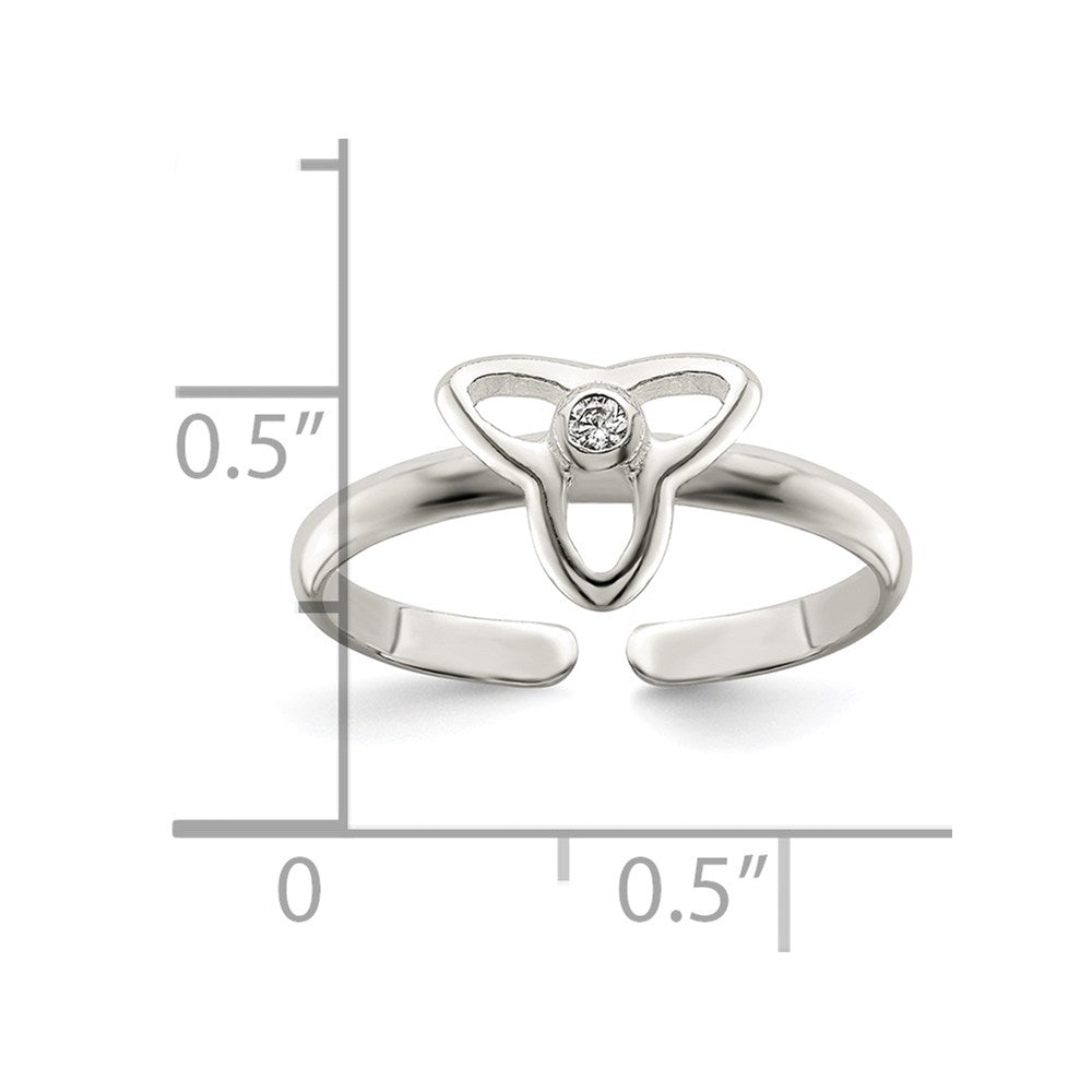 Sterling Silver CZ Polished Trinity Toe Ring