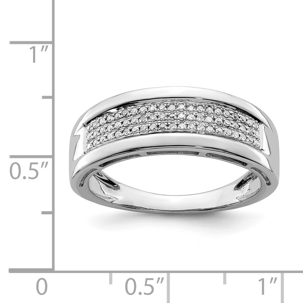 Sterling Silver Rhodium Plated Diamond Band