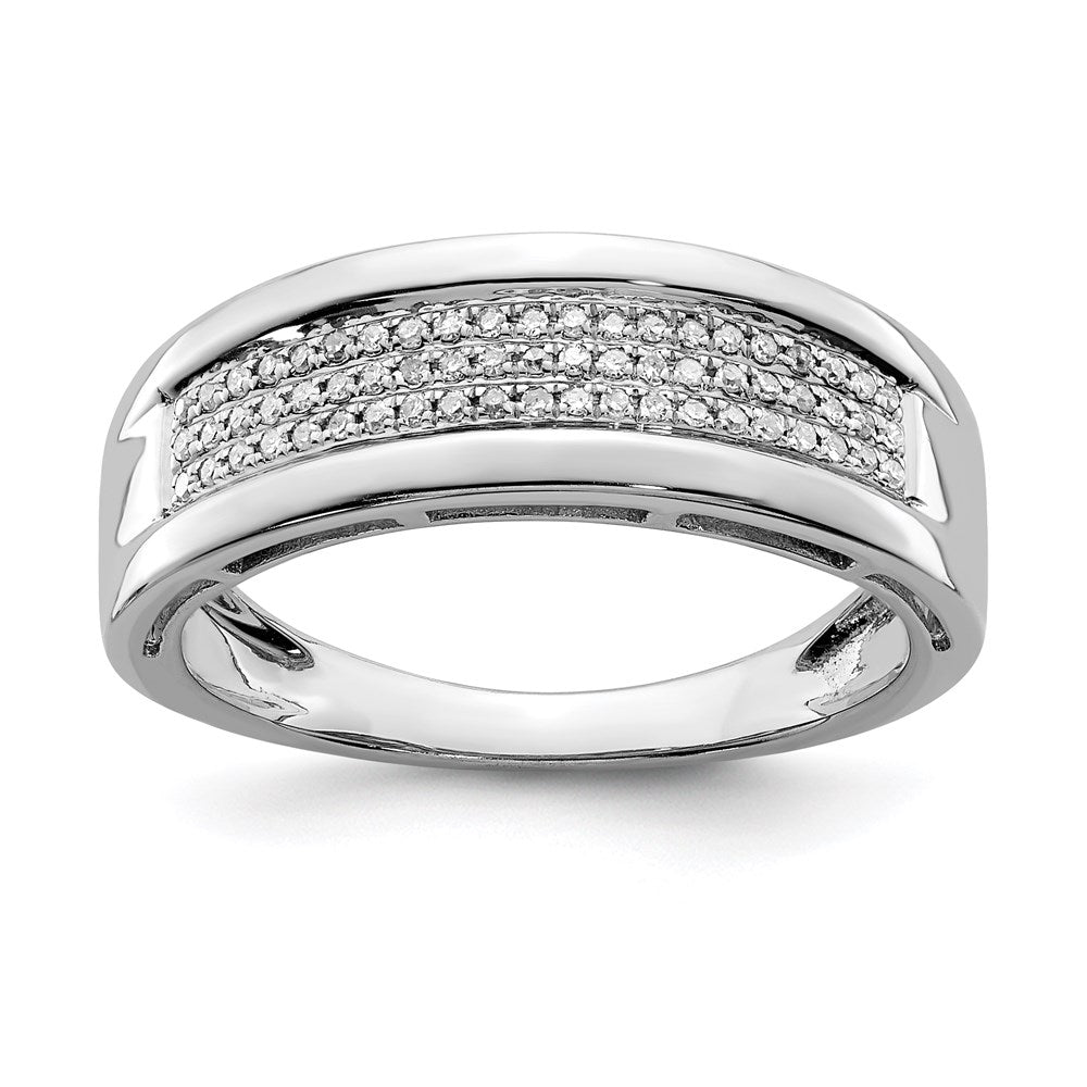 Sterling Silver Rhodium Plated Diamond Band