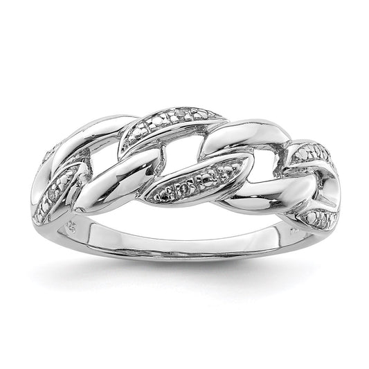 Sterling Silver Rhodium Plated Diamond Ring