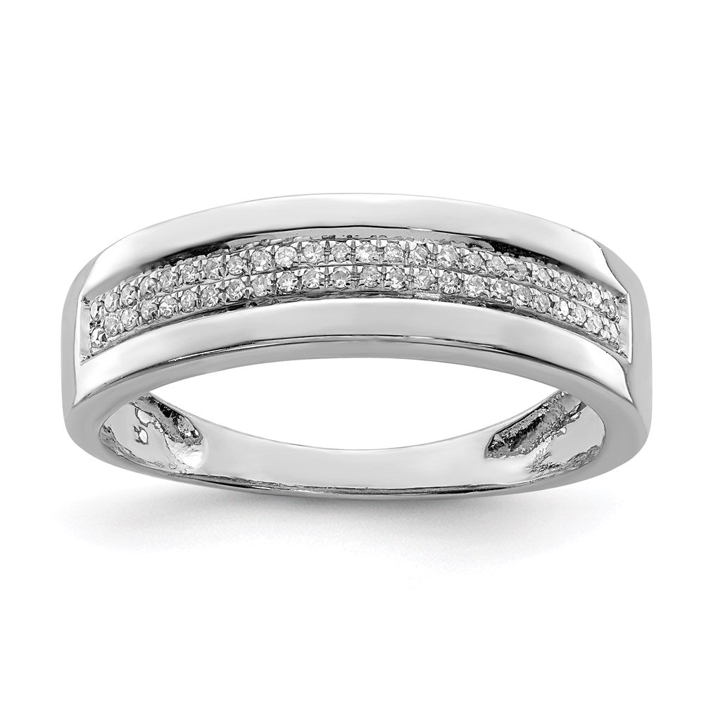 Sterling Silver Rhodium Plated Diamond Band