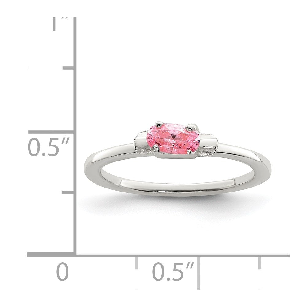 Sterling Silver Polished Pink CZ Candy Children's Ring