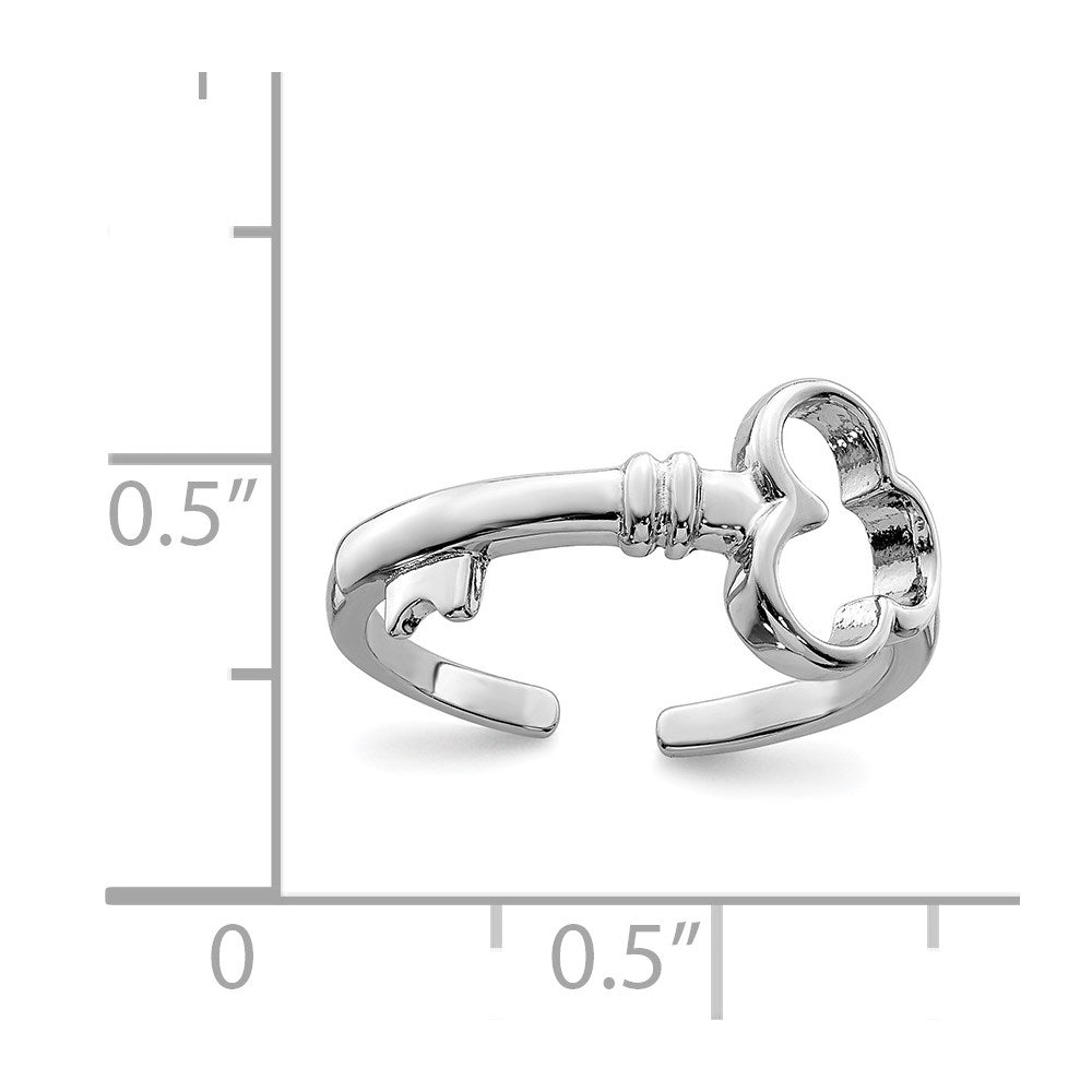 Sterling Silver Rhodium-plated Key Toe Ring