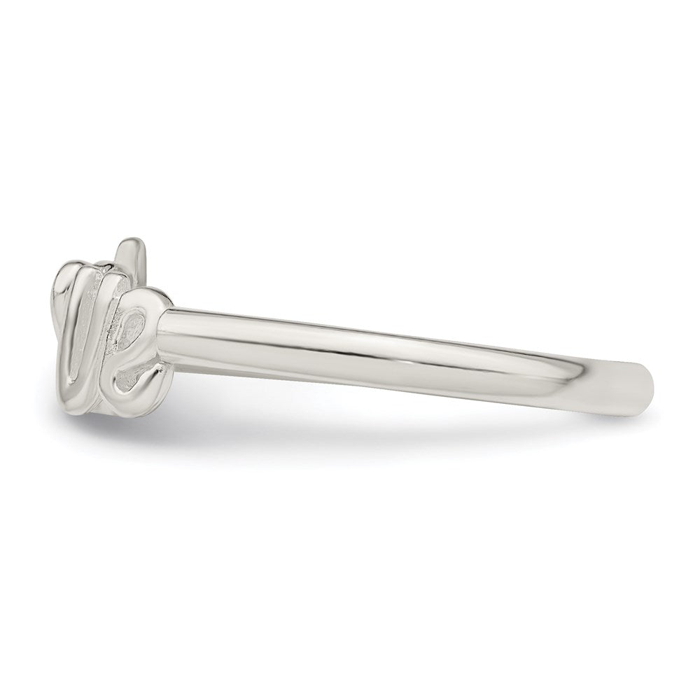 Sterling Silver Polished 'Love' Adjustable Ring