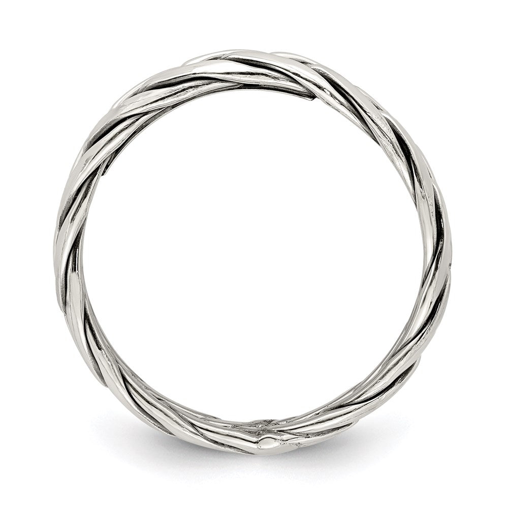 Sterling Silver Antiqued Weave 3.25mm Ring