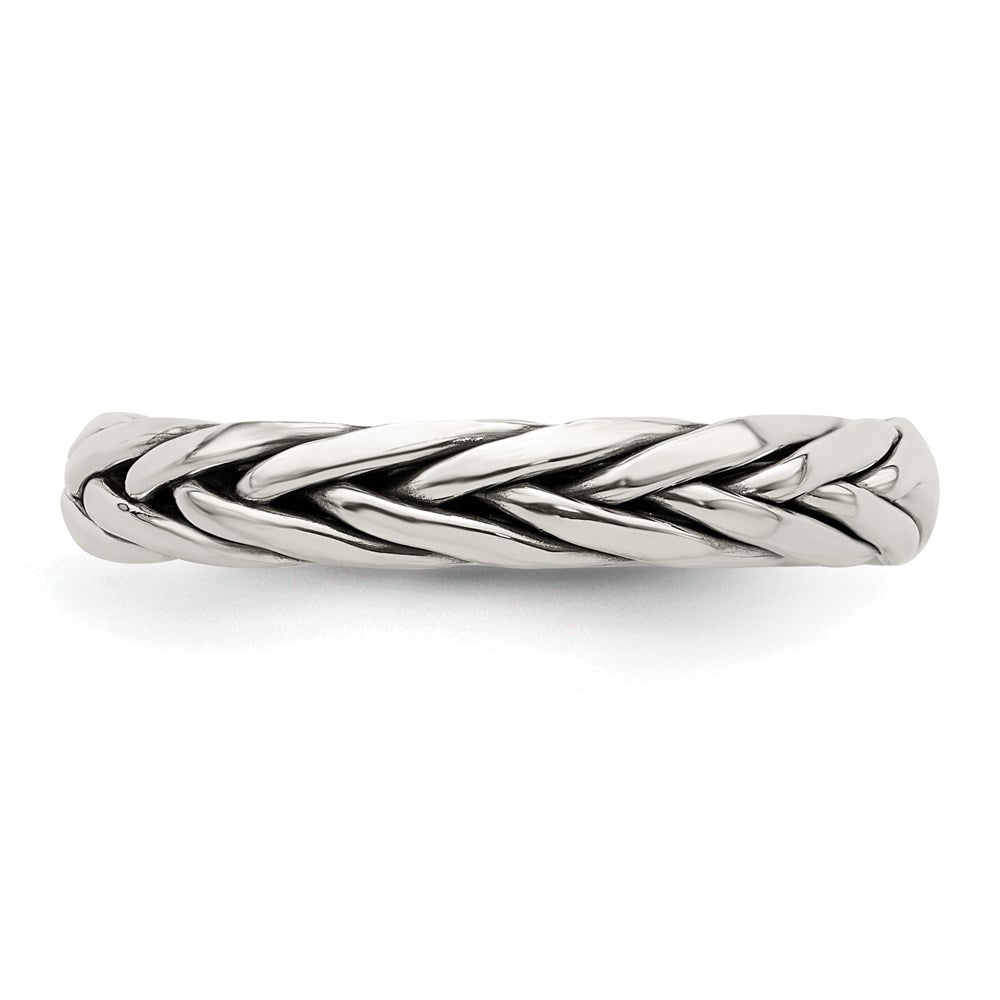 Sterling Silver Antiqued Weave 3.25mm Ring