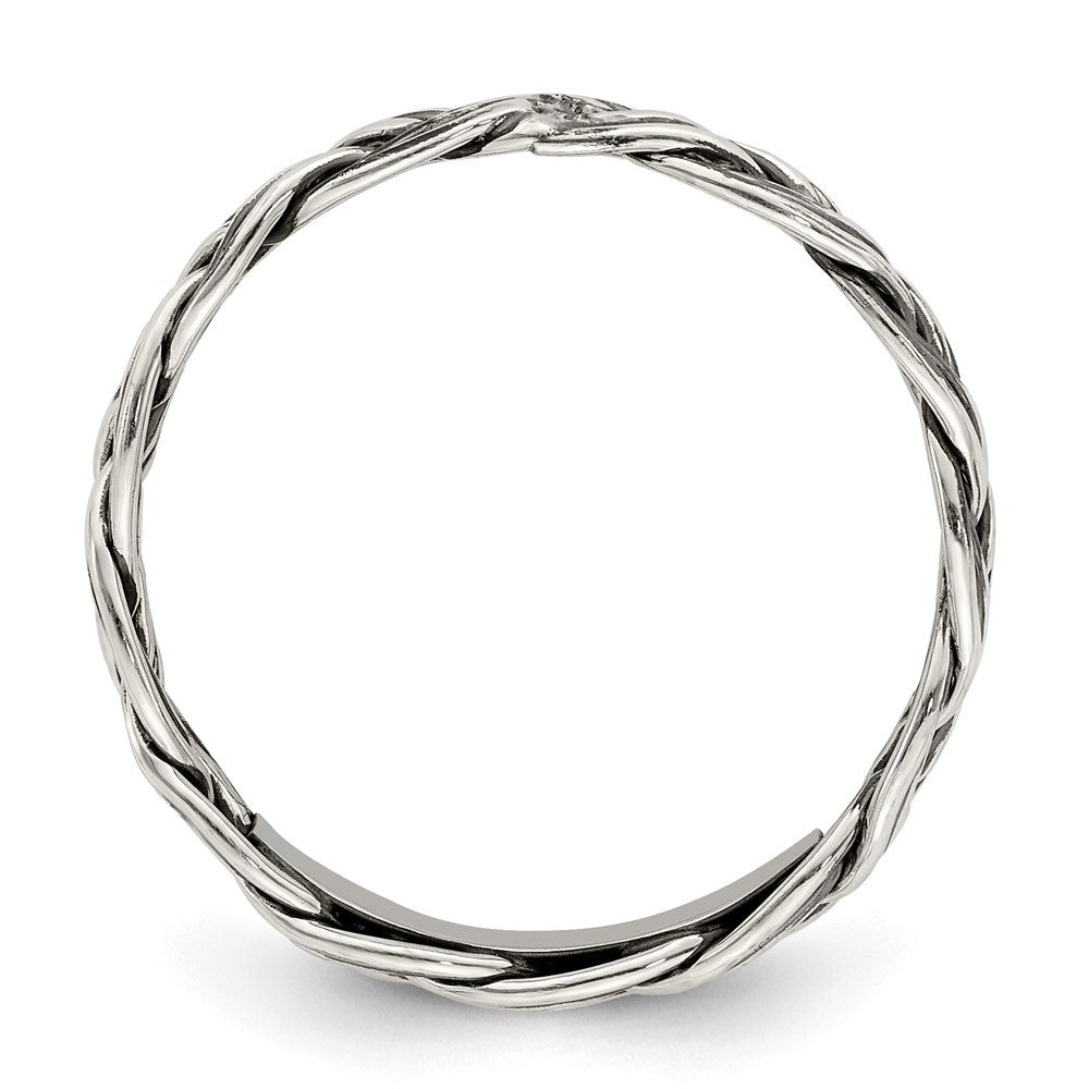 Sterling Silver Antiqued Weave 3.5mm Ring
