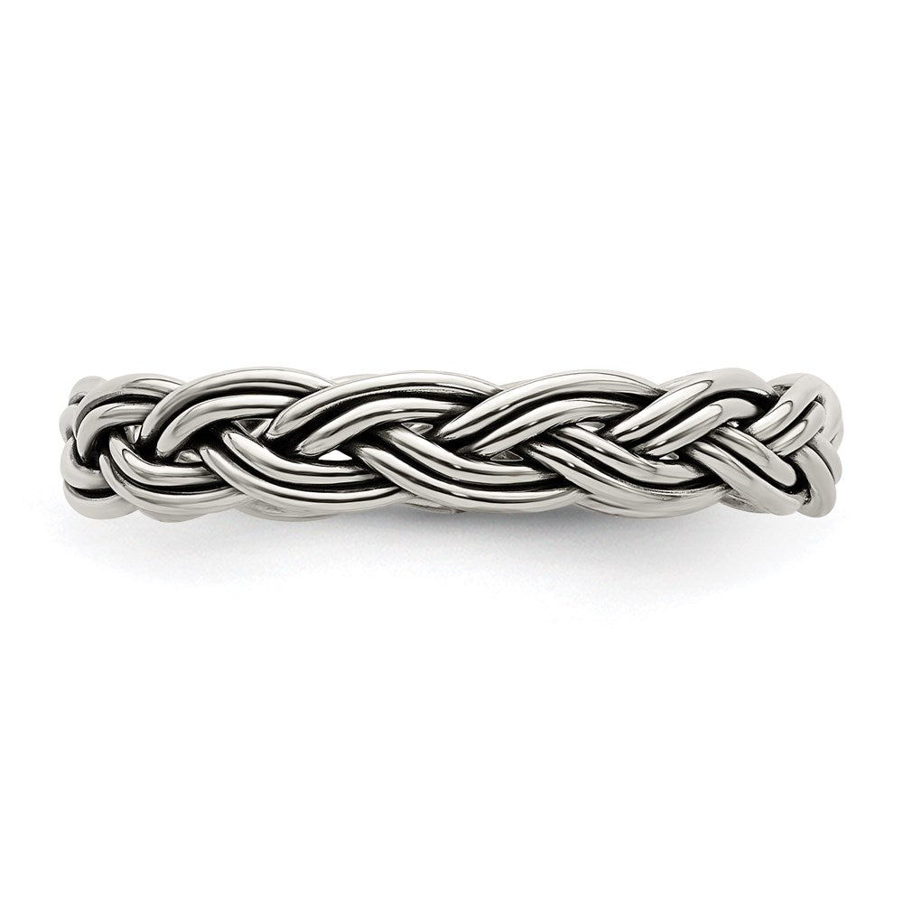 Sterling Silver Antiqued Weave 3.5mm Ring