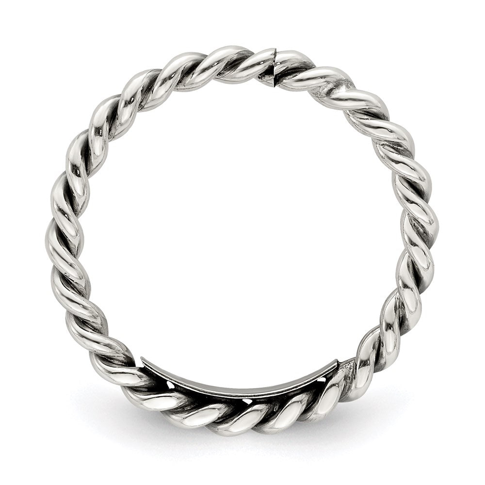 Sterling Silver Antiqued Twisted 1.75mm Ring