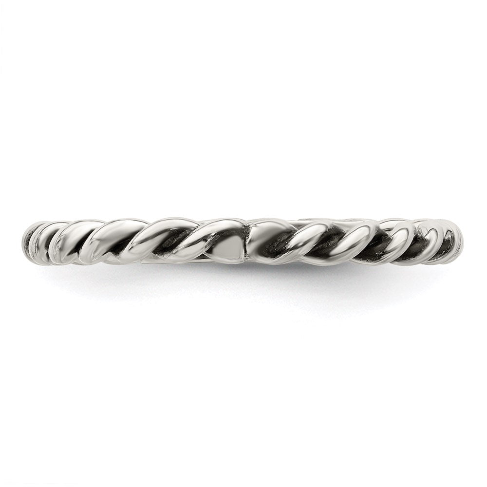 Sterling Silver Antiqued Twisted 1.75mm Ring