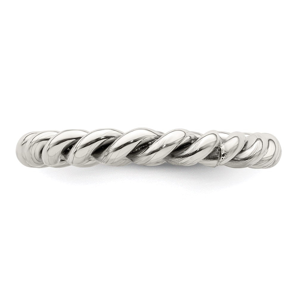 Sterling Silver Antiqued Twisted 3mm Ring