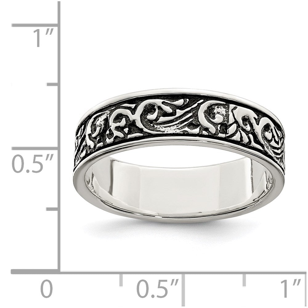 Sterling Silver Polished and Antiqued Filigree Ring