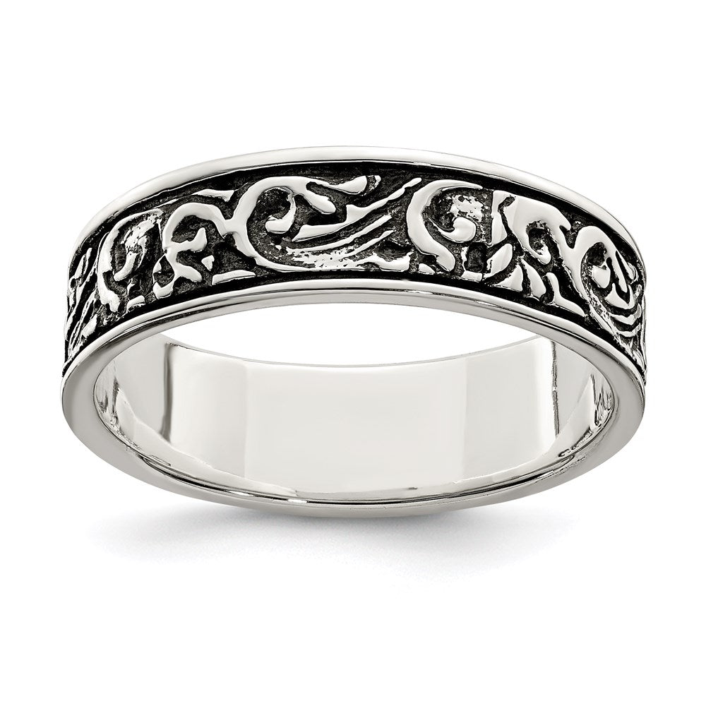 Sterling Silver Polished and Antiqued Filigree Ring