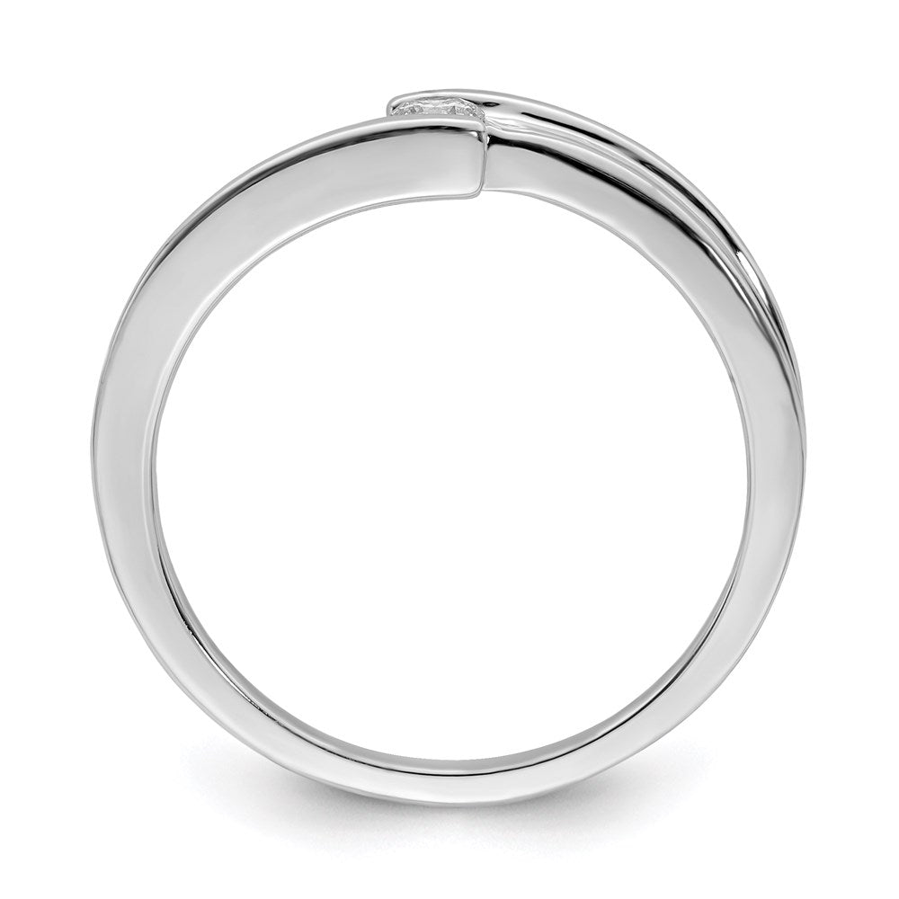 Sterling Silver Rhodium Plated Polished Diamond Ring