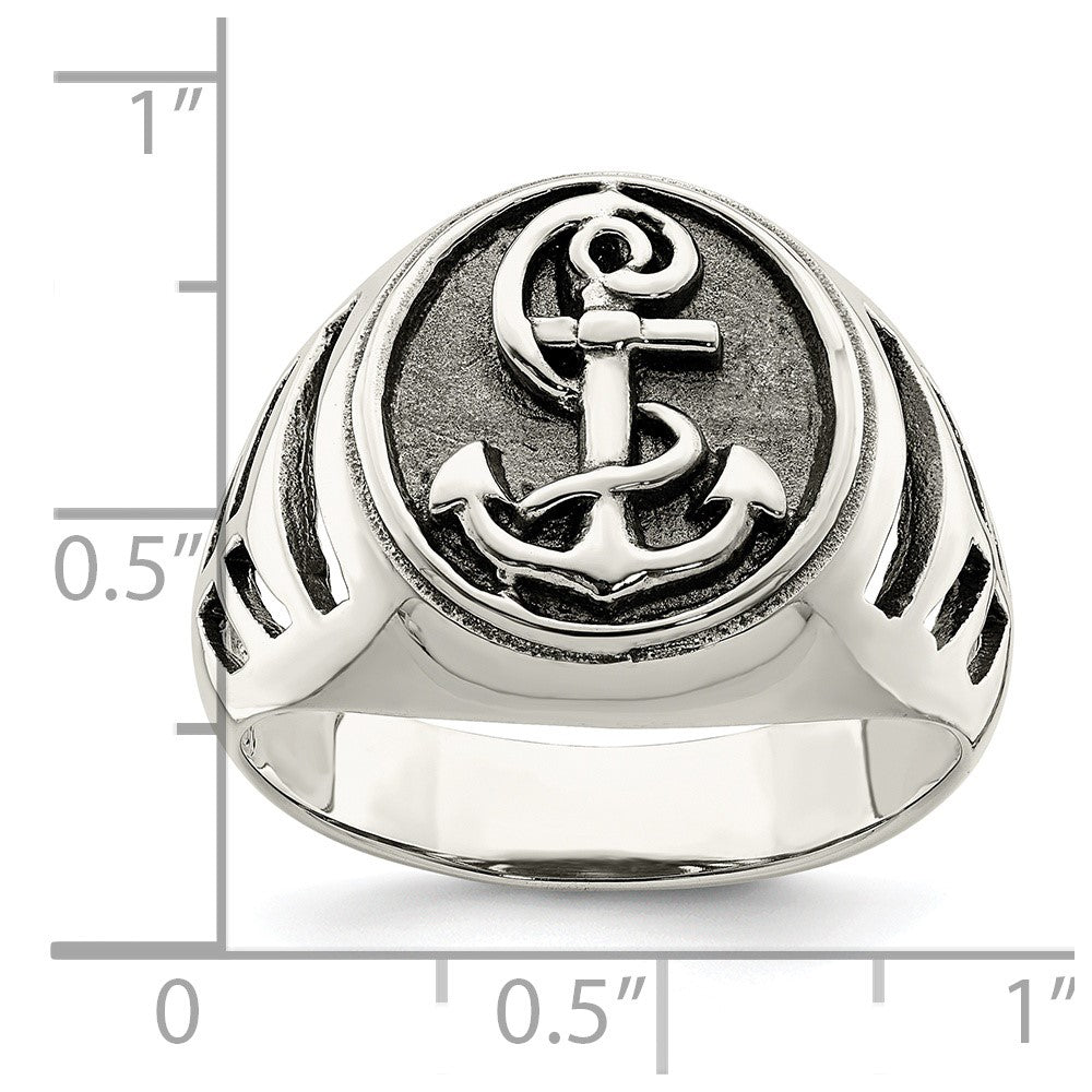 Sterling Silver Antiqued Anchor Ring