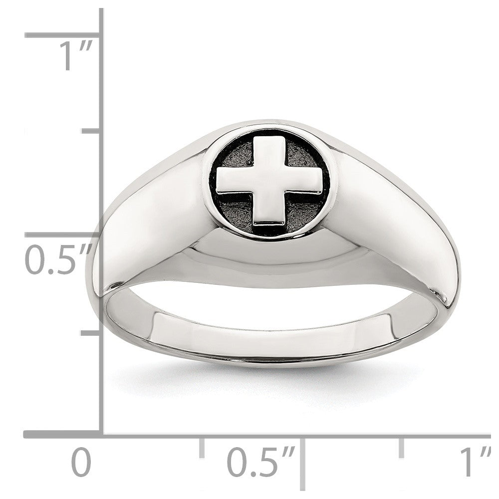 Sterling Silver Antiqued Cross Ring