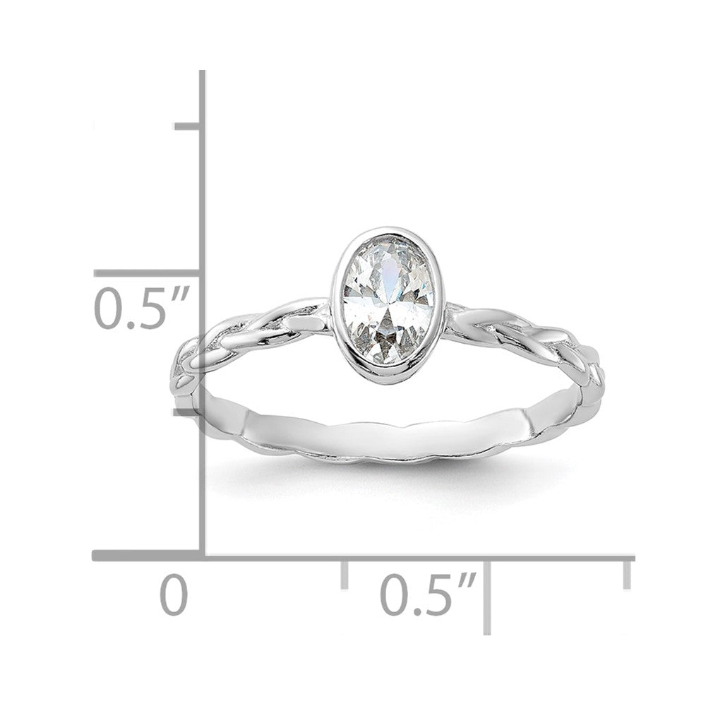 Sterling Silver Rhodium Plated CZ Braided Ring