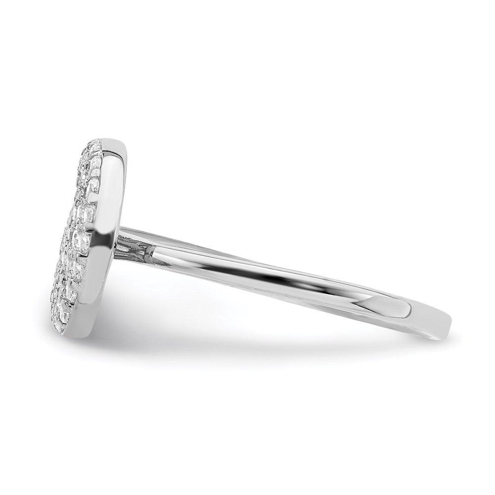 Sterling Silver Rhodium-plated CZ Star & Moon Ring