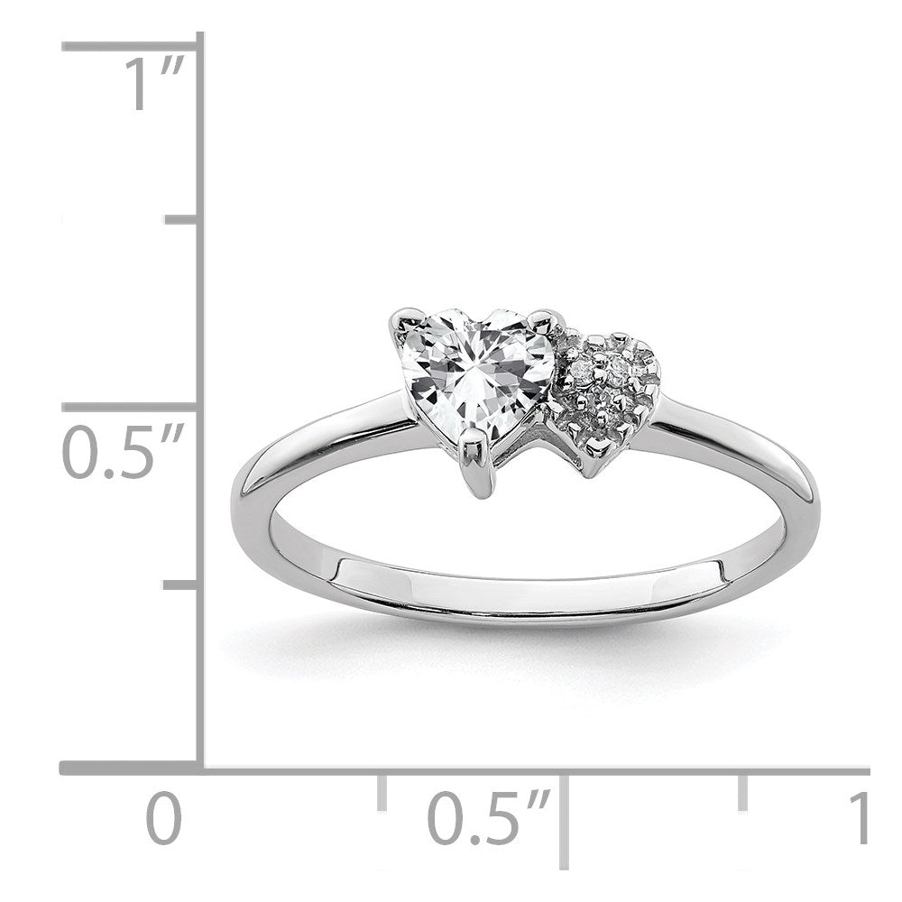 Sterling Silver Rhodium-plated Polished White Topaz and Diamond Ring