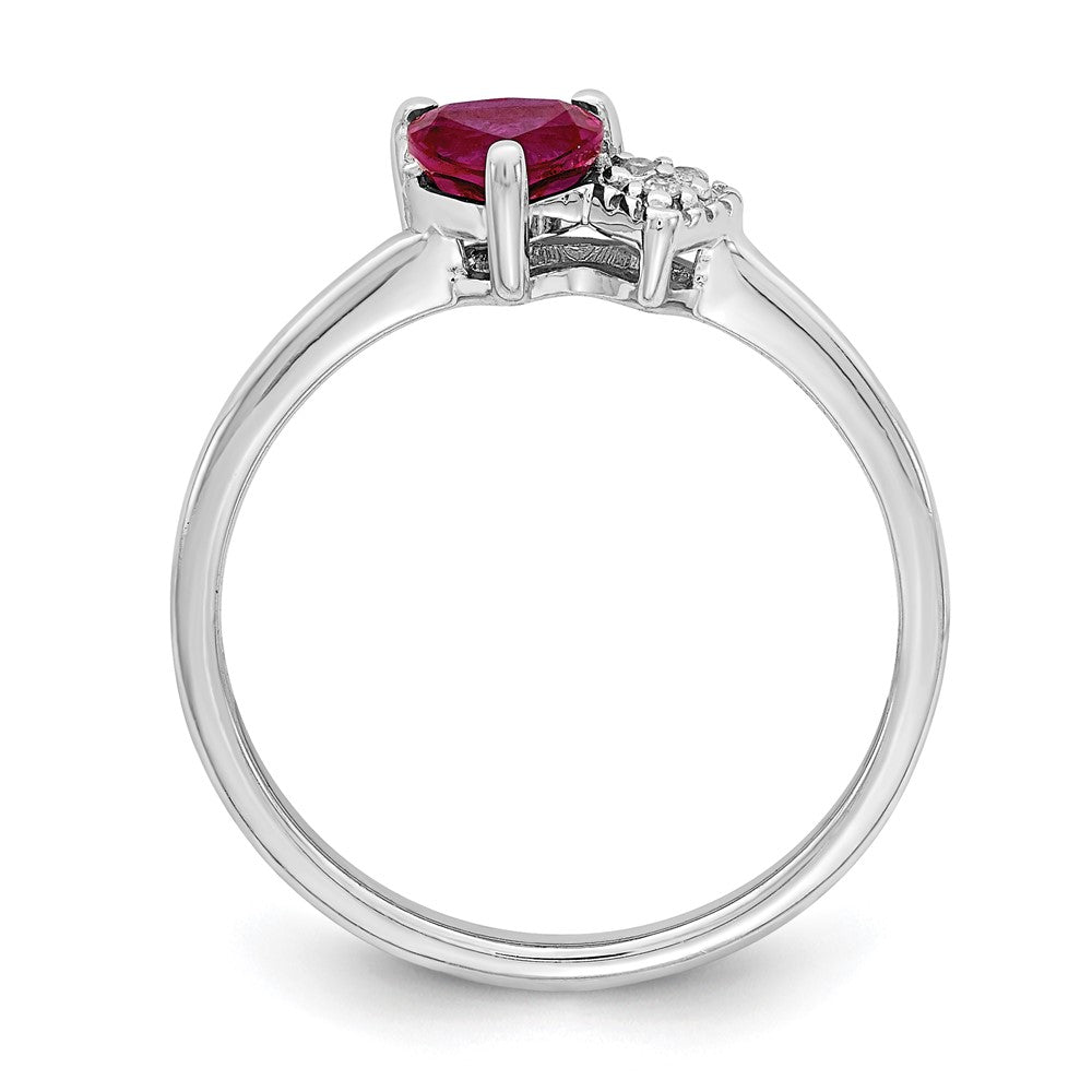 Sterling Silver Rhodium-plated Created Ruby and Diamond Ring