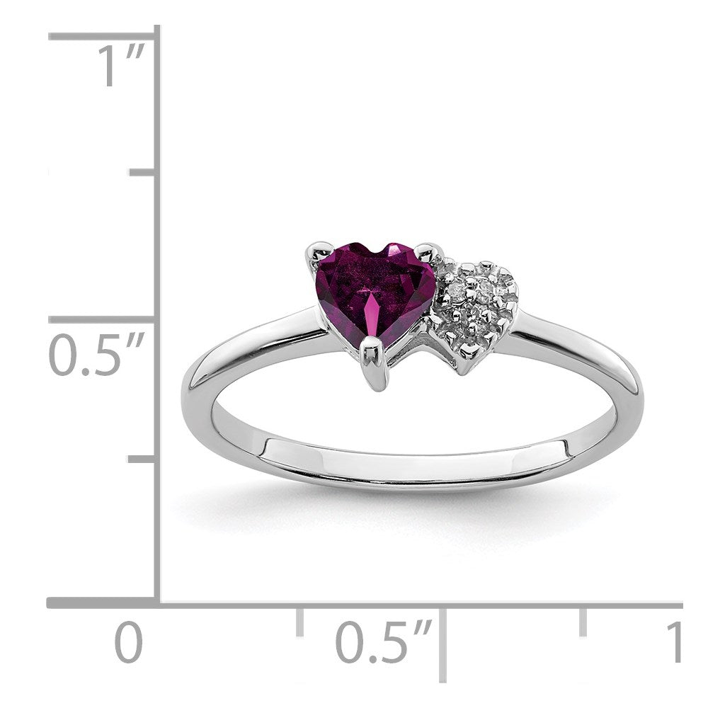 Sterling Silver Rhodium-plated Rhodolite Garnet and Diamond Ring