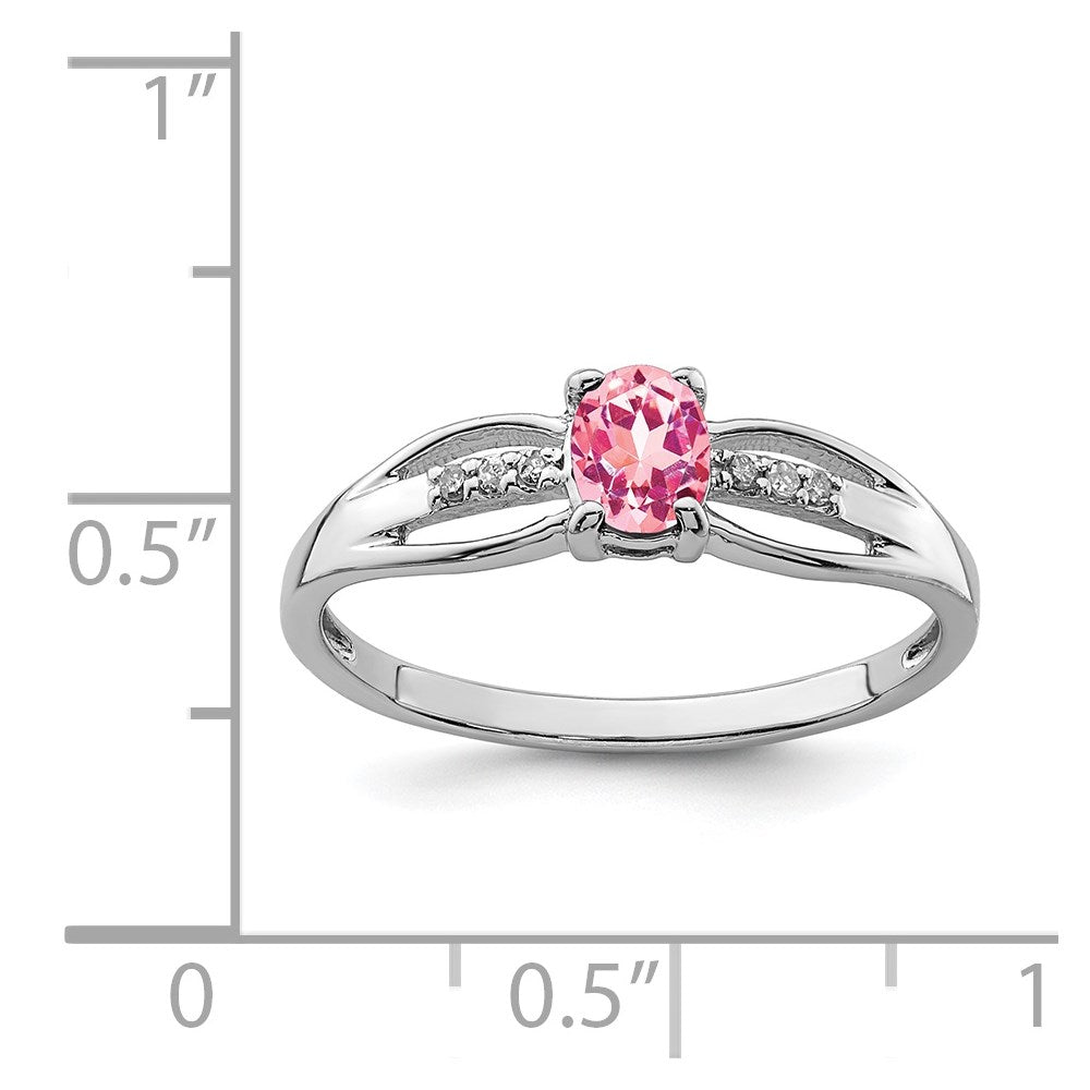 Sterling Silver Rhodium-plated Diamond Pink Tourmaline Ring