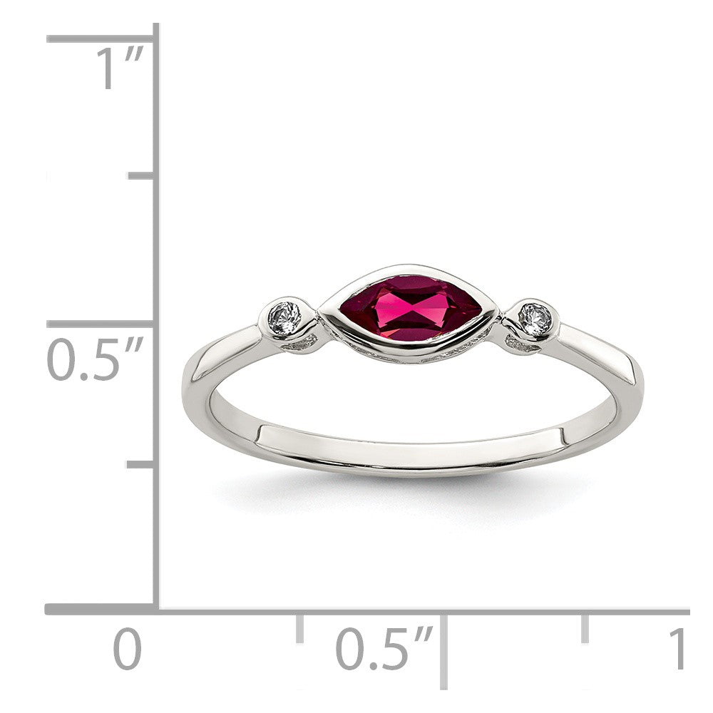 Sterling Silver Rhod-pltd Polished Created Ruby and White Topaz Ring
