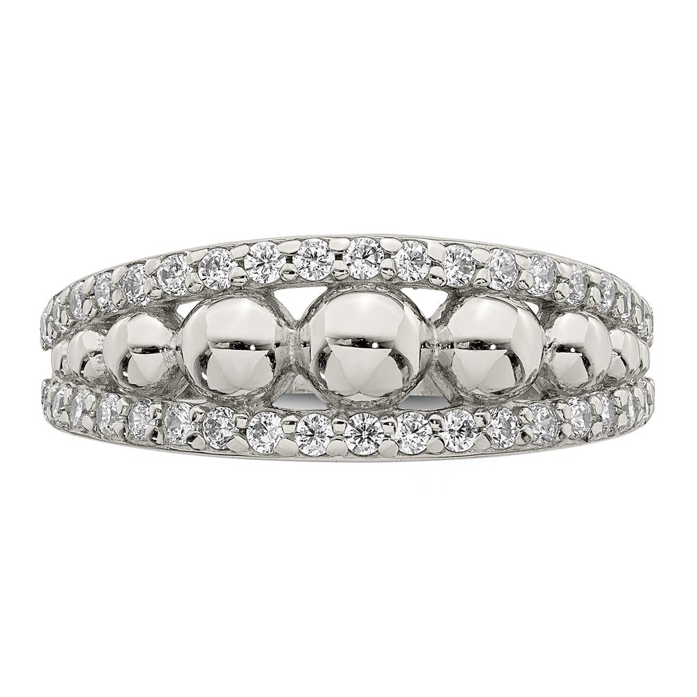 Sterling Silver CZ w/Beads Ring
