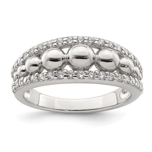 Sterling Silver CZ w/Beads Ring