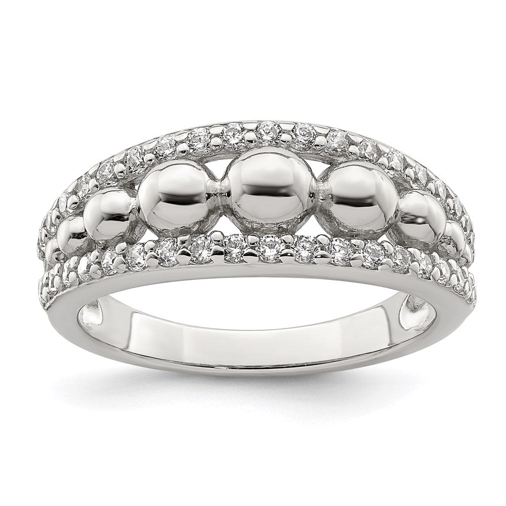 Sterling Silver CZ w/Beads Ring