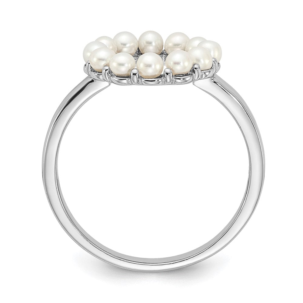 Sterling Silver Rhodium-plated 2-2.5mm White Button Freshwater Cultured Pearl Ring