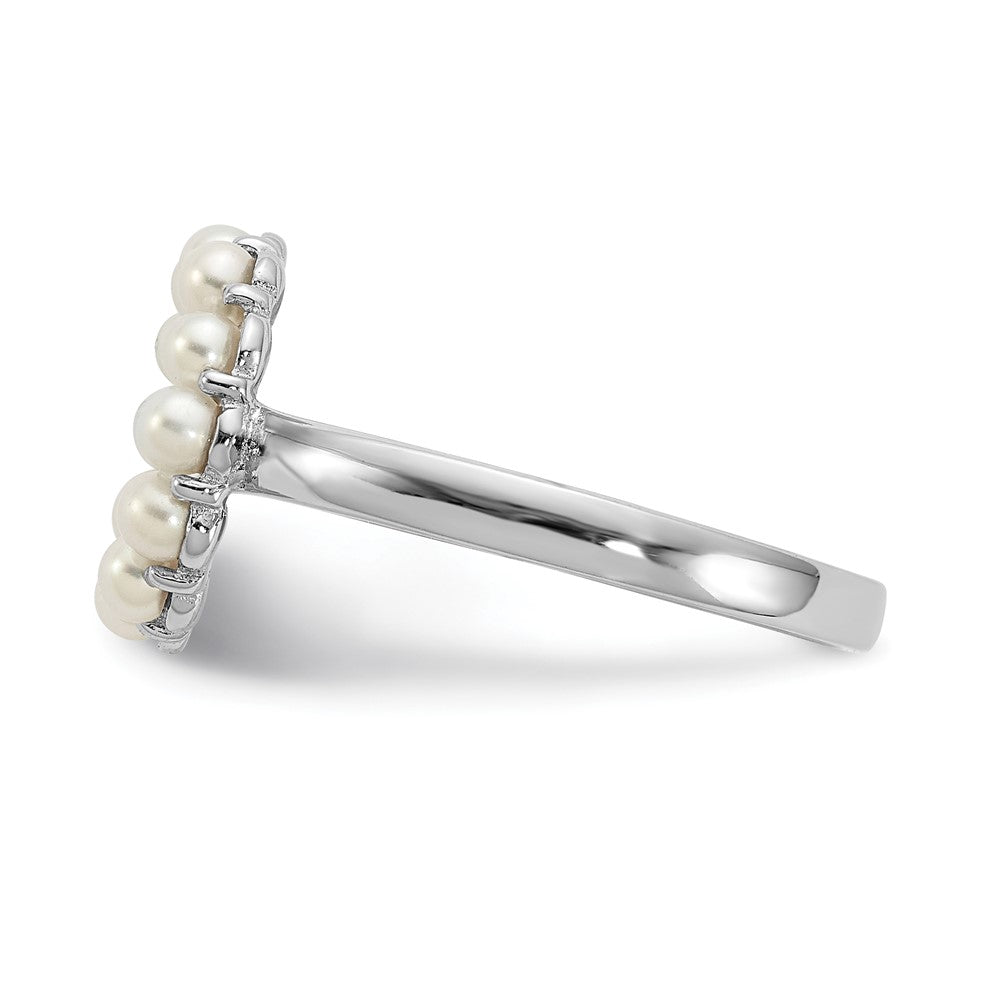 Sterling Silver Rhodium-plated 2-2.5mm White Button Freshwater Cultured Pearl Ring
