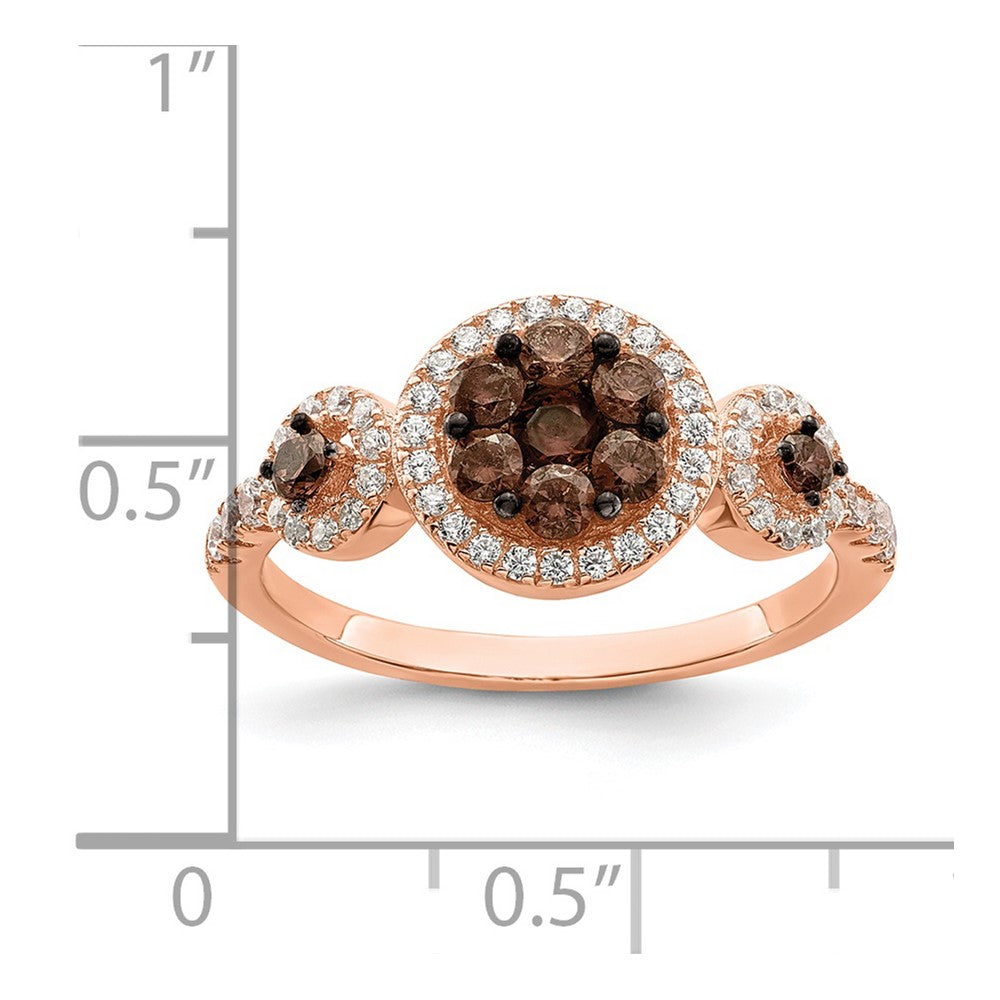 Sterling Silver Rose-tone Black Rhodium-plated CZ Fancy Ring