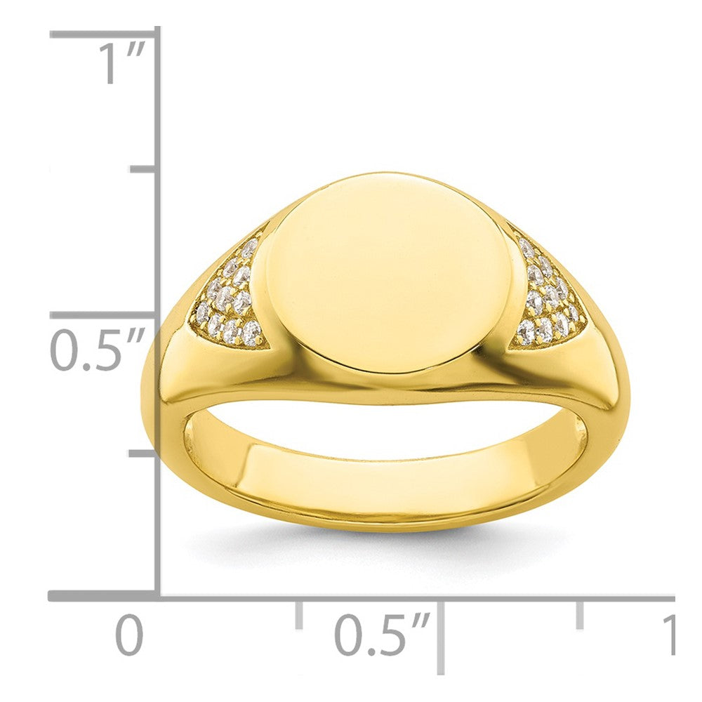 Sterling Silver CZ Gold-tone Signet Ring