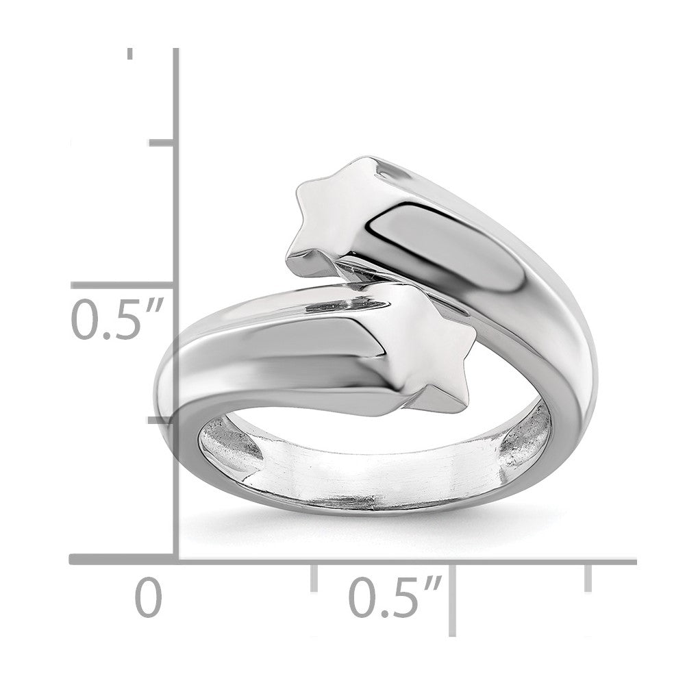 Sterling Silver Rhodium-plated Polished Shooting Stars Ring