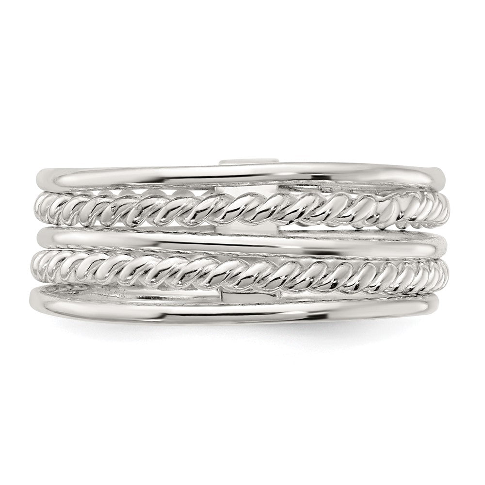 Sterling Silver Polished & Twisted Multiple Attached Rings