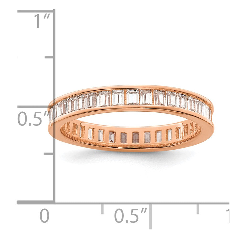 Sterling Silver Polished Rose-tone Channel Set CZ Band