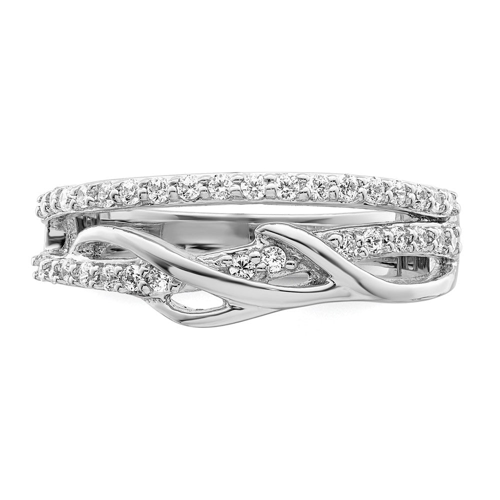 Sterling Silver Rhodium-plated CZ Twist Ring