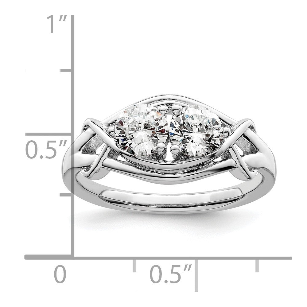 Sterling Silver Rhodium-plated CZ Ring