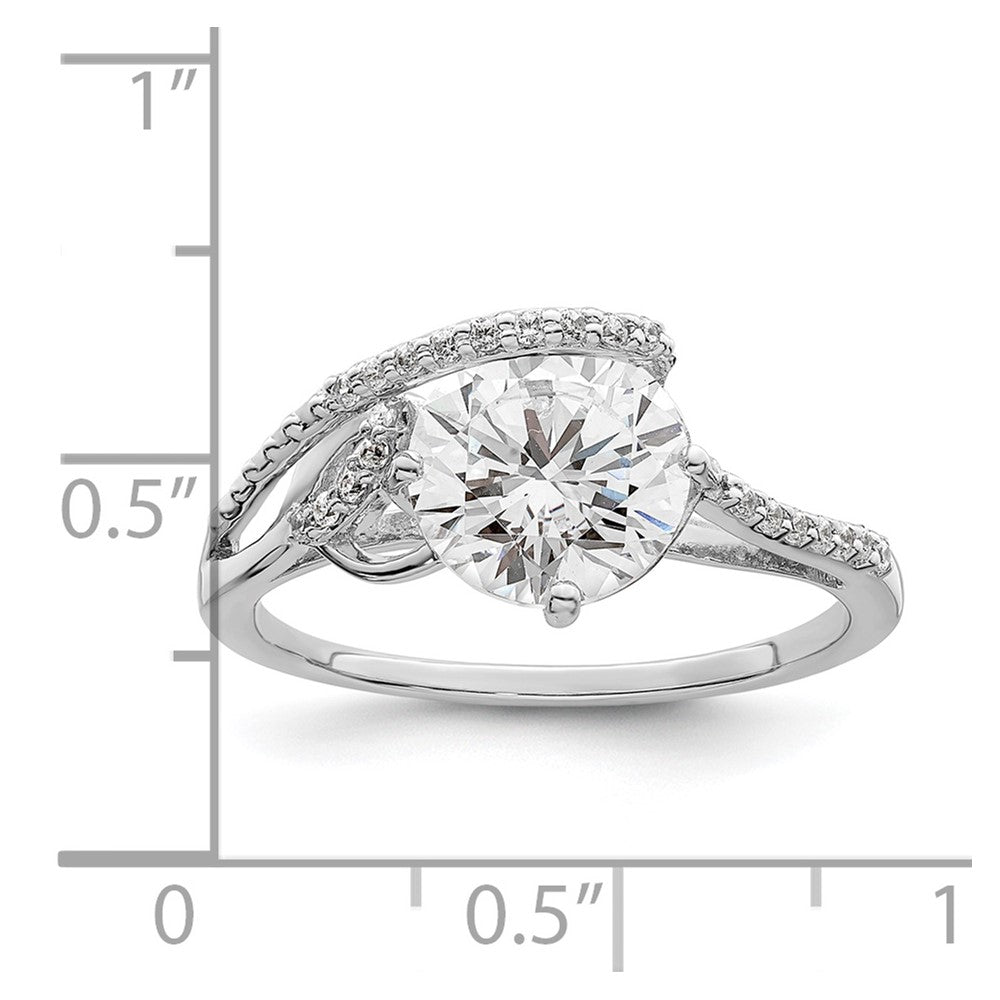 Sterling Silver Rhodium-plated Overlap CZ Ring