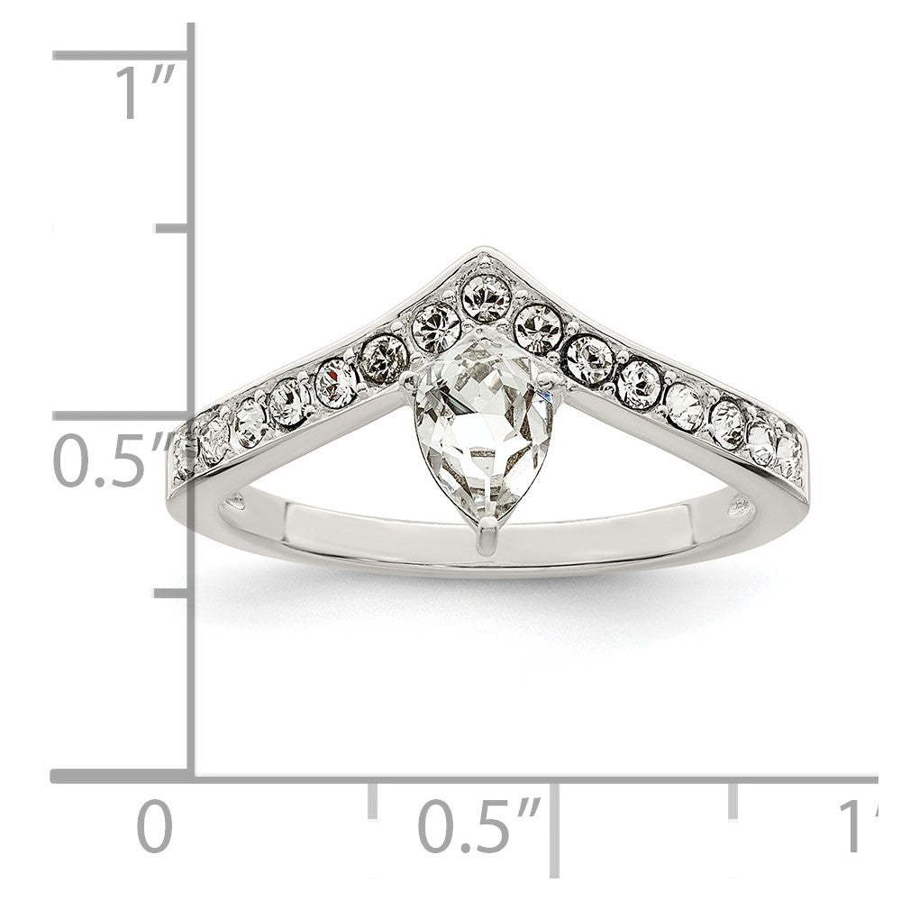 Sterling Silver CZ & Chinese Crystal Teardrop Ring