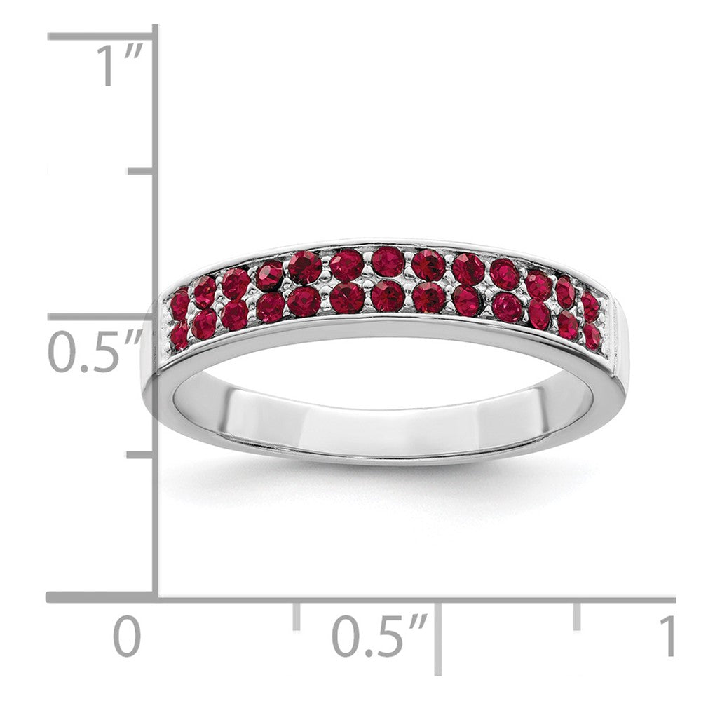Sterling Silver Rhodium-plated Polished Red Crystal Ring